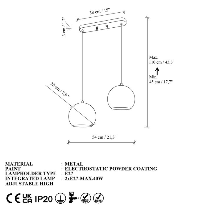 Opviq Lámpara de Araña Verde con Altura Ajustable Opviq Lámpara de Araña Verde con Altura Ajustable